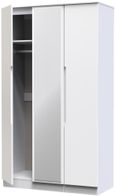 Milan White Gloss 3 Door Tall Triple Wardrobe - 1 Mirror