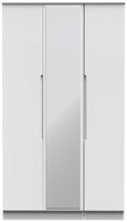 Milan White Gloss 3 Door Tall Triple Wardrobe - 1 Mirror