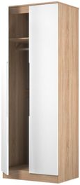 Milan White Gloss and Oak Effect 2 Door Plain Tall Wardrobe