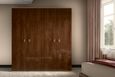 Modern Eva Wardrobe - 4 Door - Walnut with Gold Trim