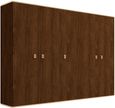 Modern Eva Wardrobe - 5 Door - Walnut with Gold Trim
