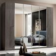 Maia Wardrobe - 6 Door - with Mirror - Silver Birch