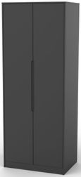 Monaco Black 2 Door Plain Tall Wardrobe