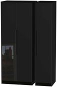 Monaco Black Gloss 3 Door Tall Triple Wardrobe