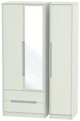 Monaco Cashmere 3 Door Tall Combi Wardrobe - 1 Mirror and LHF 2 Drawers