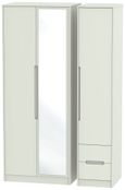 Monaco Cashmere 3 Door Tall Combi Wardrobe - 1 Mirror and RHF 2 Drawers