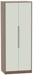 Monaco Cashmere and Carini Walnut 2 Door Plain Tall Wardrobe