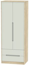 Monaco Cashmere and Oak Effect 2 Door 2 Drawer Tall Wardrobe
