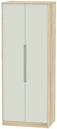 Monaco Cashmere and Oak Effect 2 Door Plain Tall Wardrobe