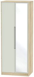 Monaco Cashmere and Oak Effect 2 Door Tall Wardrobe - 1 Mirror