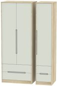 Monaco Cashmere and Oak Effect 3 Door Tall Triple Wardrobe - 4 Drawers