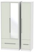 Monaco Cashmere and White 3 Door Tall Combi Wardrobe - 1 Mirror