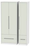 Monaco Cashmere and White 3 Door Tall Triple Wardrobe - 4 Drawers