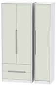 Monaco Cashmere and White 3 Door Tall Triple Wardrobe - LHF 2 Drawers