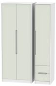 Monaco Cashmere and White 3 Door Tall Triple Wardrobe - RHF 2 Drawers