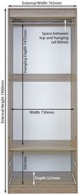 Monaco Cream Gloss 2 Door 2 Drawer Tall Wardrobe