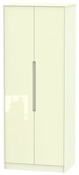 Monaco Cream Gloss 2 Door Plain Tall Wardrobe