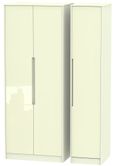 Monaco Cream Gloss 3 Door Tall Triple Wardrobe