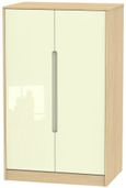 Monaco Cream Gloss and Light Oak Midi Wardrobe