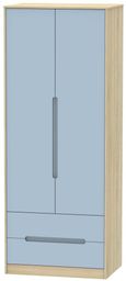 Monaco Denim and Oak Effect 2 Door 2 Drawer Tall Wardrobe