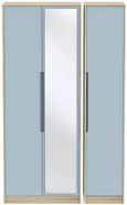 Monaco Denim and Oak Effect 3 Door Tall Triple Wardrobe - 1 Mirror