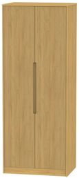 Monaco Modern Oak 2 Door Plain Tall Wardrobe