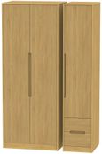 Monaco Modern Oak 3 Door Tall Triple Wardrobe - RHF 2 Drawers