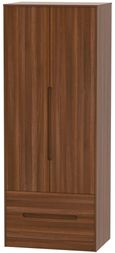 Monaco Noche Walnut 2 Door 2 Drawer Tall Wardrobe