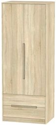 Monaco Oak Effect 2 Door 2 Drawer Tall Wardrobe