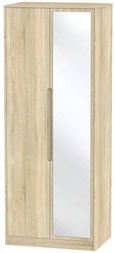 Monaco Oak Effect 2 Door Tall Wardrobe - 1 Mirror