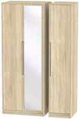 Monaco Oak Effect 3 Door Tall Triple Wardrobe - 1 Mirror