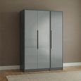 Monaco Wardrobe - 3 Door - Tall - Triple - Grey Gloss and Graphite