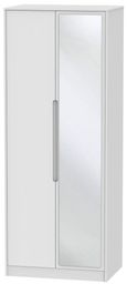 Monaco White 2 Door Tall Wardrobe - 1 Mirror