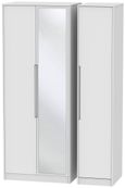 Monaco White 3 Door Tall Triple Wardrobe - 1 Mirror