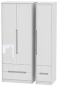 Monaco White Gloss 3 Door Tall Triple Wardrobe - 4 Drawers