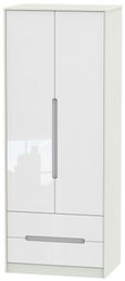 Monaco White Gloss and Cashmere 2 Door 2 Drawer Tall Wardrobe