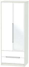 Monaco White and Cashmere 2 Door Tall Combi Wardrobe - 1 Mirror