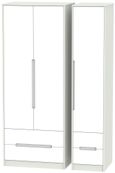 Monaco White and Cashmere 3 Door Tall Triple Wardrobe - 4 Drawers