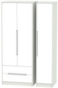 Monaco White and Cashmere 3 Door Tall Triple Wardrobe - LHF 2 Drawers
