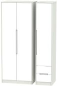 Monaco White and Cashmere 3 Door Tall Triple Wardrobe - RHF 2 Drawers