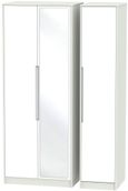 Monaco  White and Cashmere3 Door Tall Triple Wardrobe - 1 Mirror