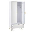 Murano Double Wardrobe - 2 Door - 1 Drawer - Ribbed - White