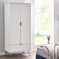 Murano Double Wardrobe - 2 Door - 1 Drawer - Ribbed - White