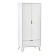 Murano Double Wardrobe - 2 Door - 1 Drawer - Ribbed - White
