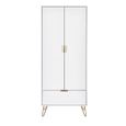 Murano Double Wardrobe - 2 Door - 1 Drawer - Ribbed - White