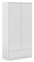 Naia White Gloss 2 Door 1 Drawer Double Wardrobe