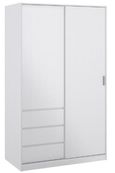 Naia White Gloss 2 Door 3 Drawer Wardrobe