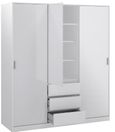 Naia White Gloss 3 Door 3 Drawer Wardrobe