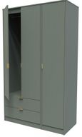 Nashville Green 3 Door Tall Triple Wardrobe - LHF 2 Drawers