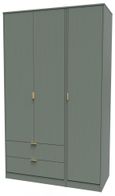 Nashville Green 3 Door Tall Triple Wardrobe - LHF 2 Drawers